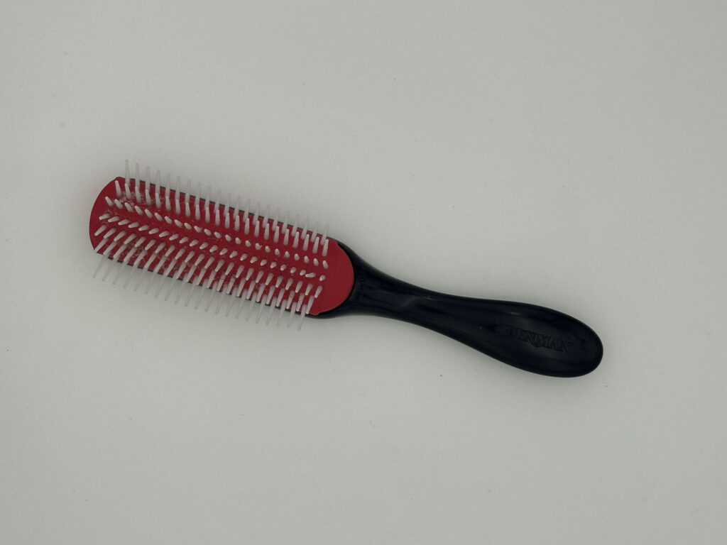 Denman Curly Hair Brush D3 (Black & Red) 7 Row Styling Brush for Detangling, Separating, Shaping and Defining Curls - For Women and Men