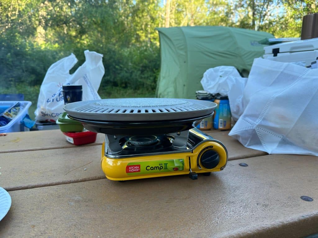 Kitsap Memorial State Park Campsite with Kitchen Flower CampII butane grill from H Mart