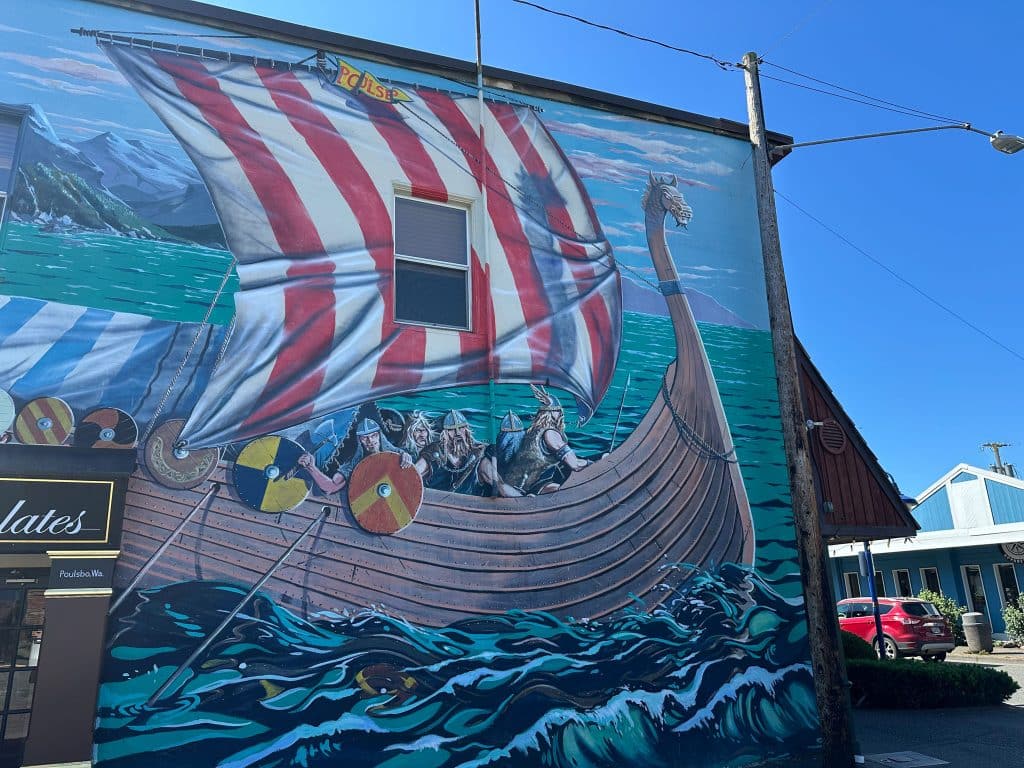 Downtown Poulsbo, WA with Viking Mural